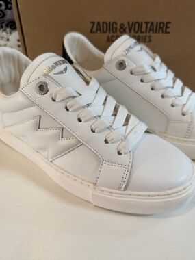 Zadig & Voltaire La Flash low-top Leather Sneakers ~ NWOB Size 37 / 6 US